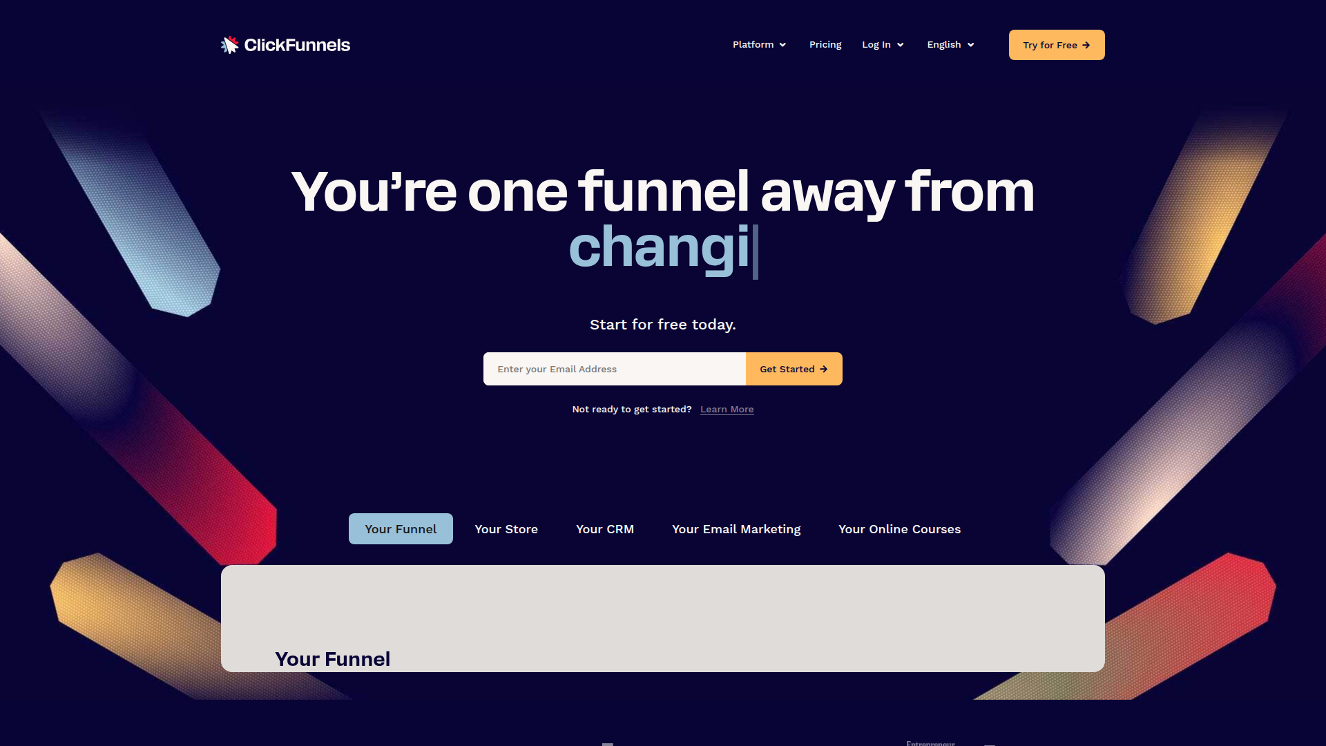 ClickFunnels website screenshot - done-for-you