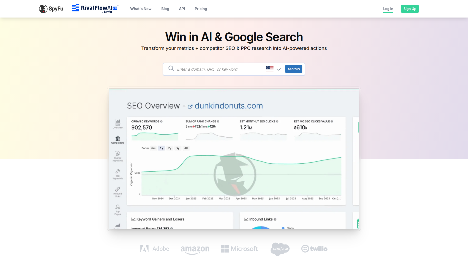 SpyFu website screenshot - seo gap analysis