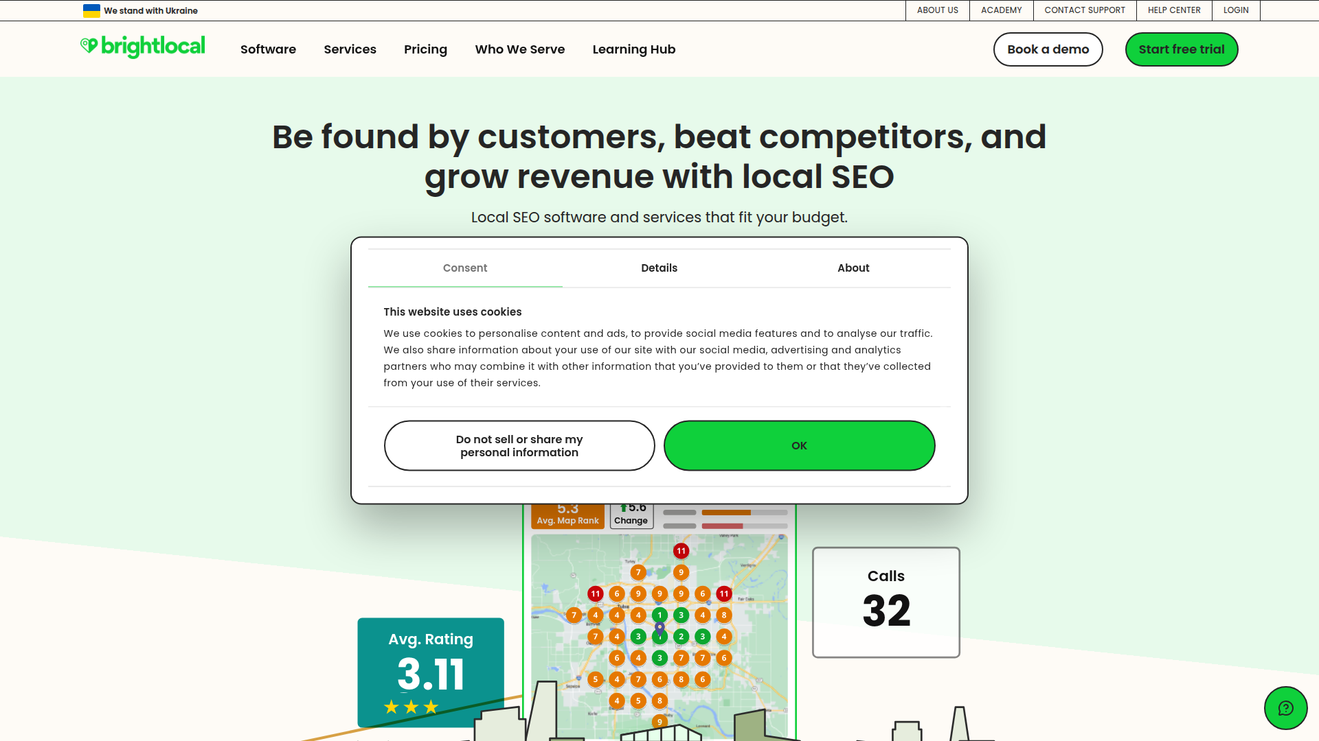 BrightLocal website screenshot - local seo backlinks