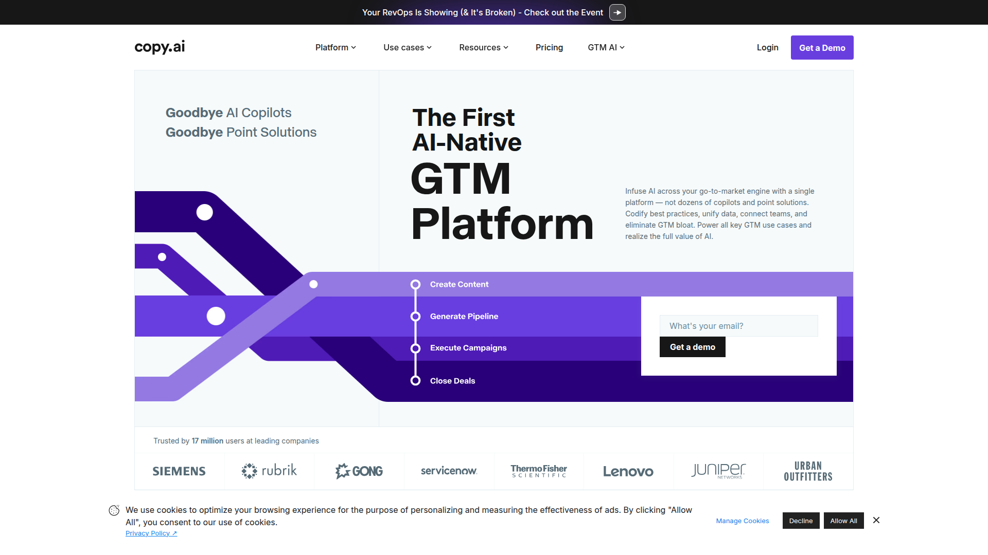 Copy.ai website screenshot - ai blog post generator