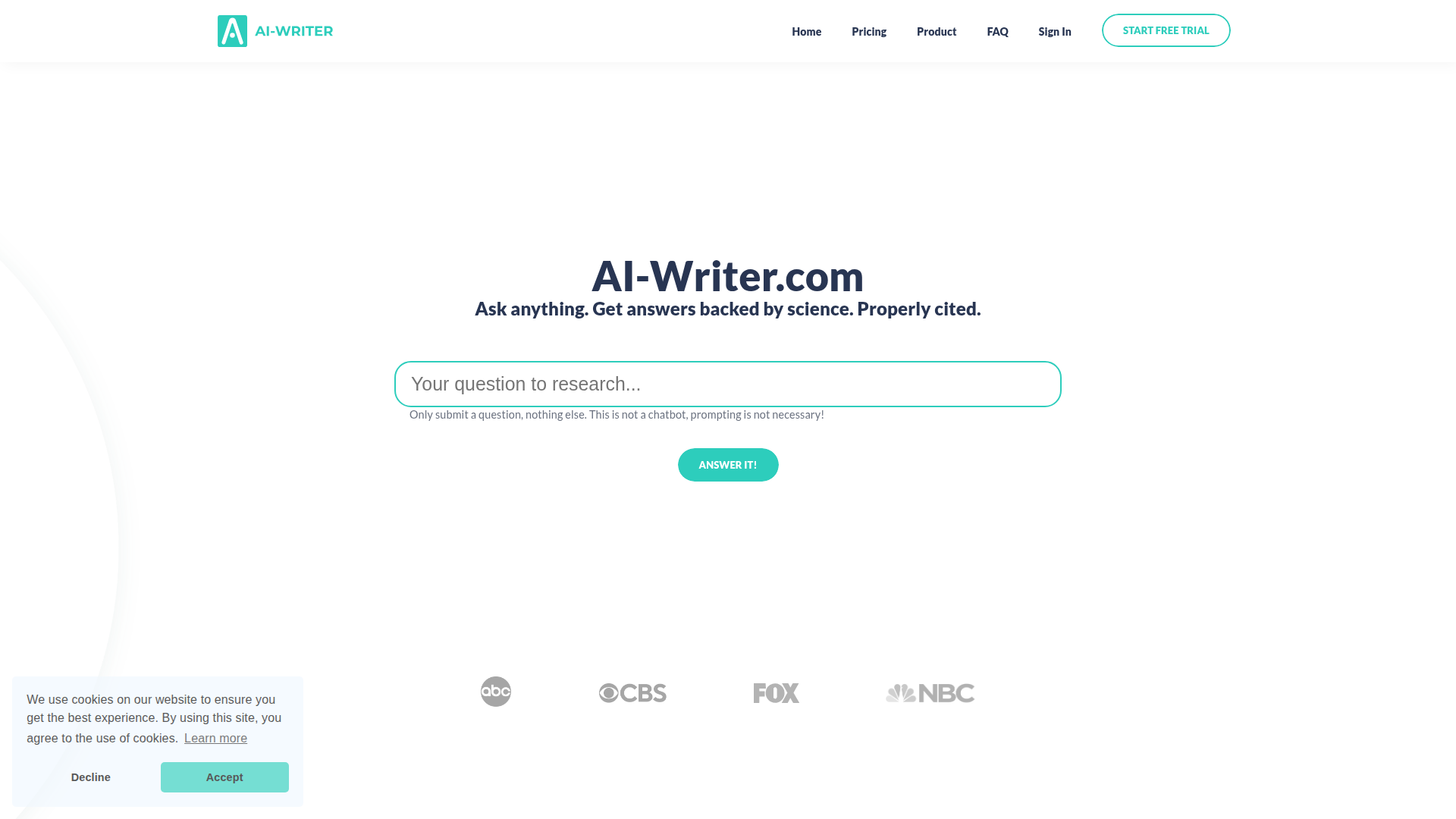 AI Writer website screenshot - ai blog post generator