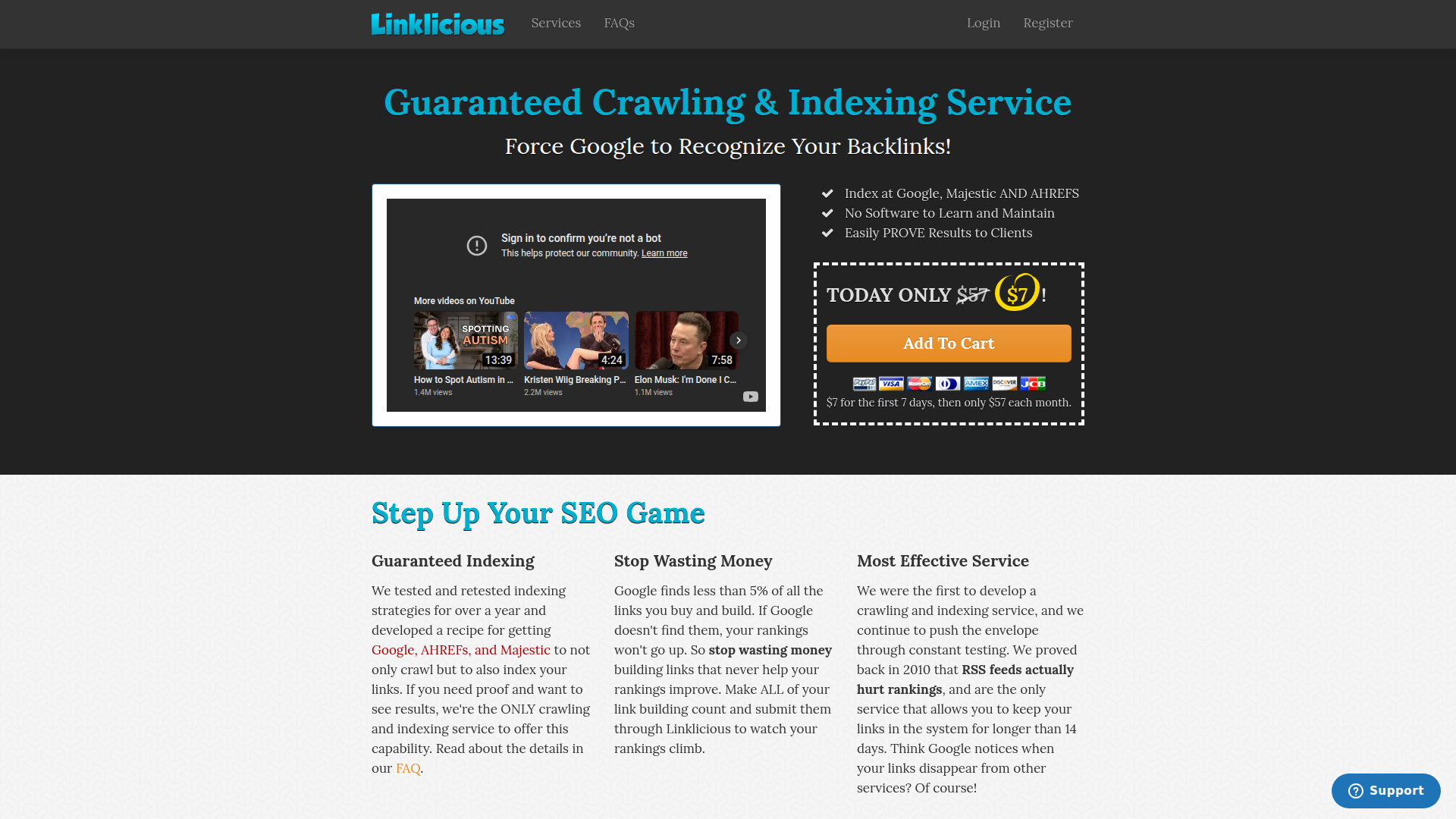 Linklicious website screenshot - backlink indexing