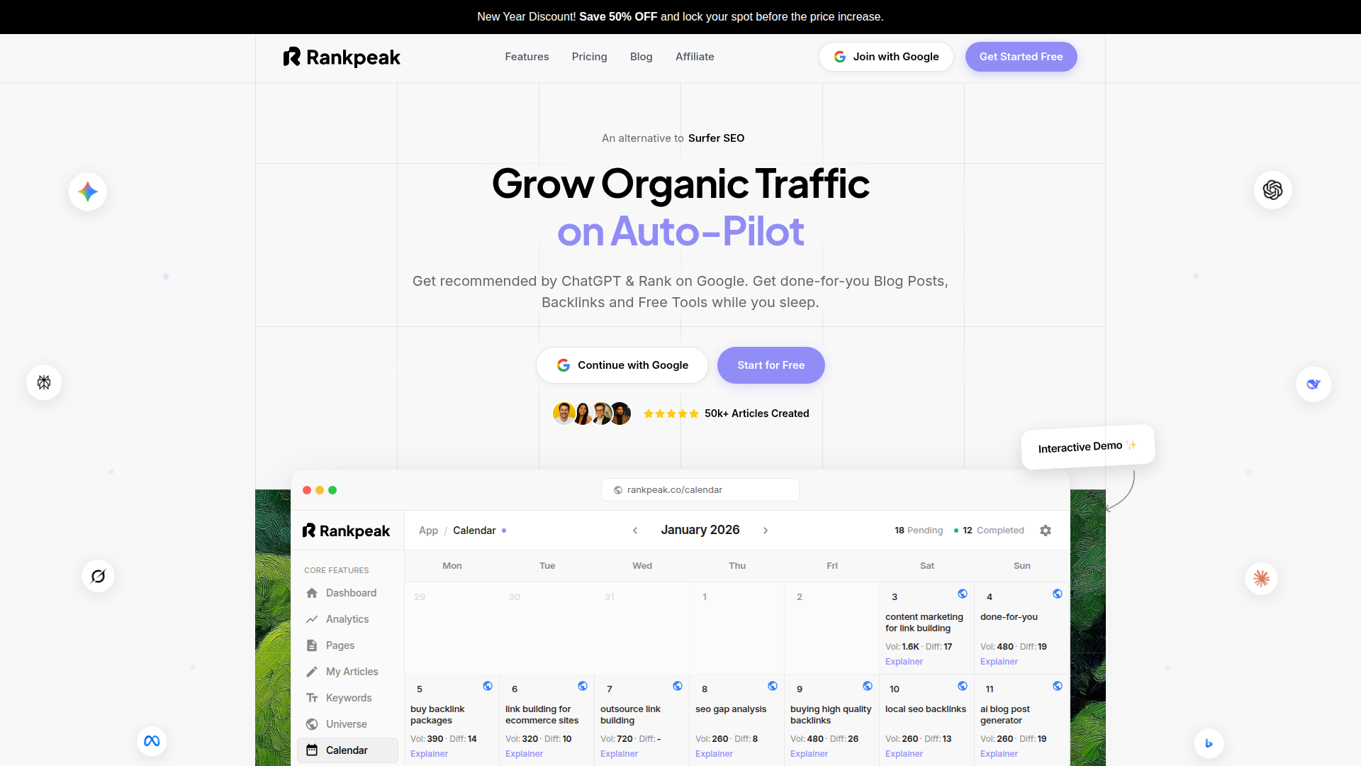 Rankpeak website screenshot - best free seo audit tools