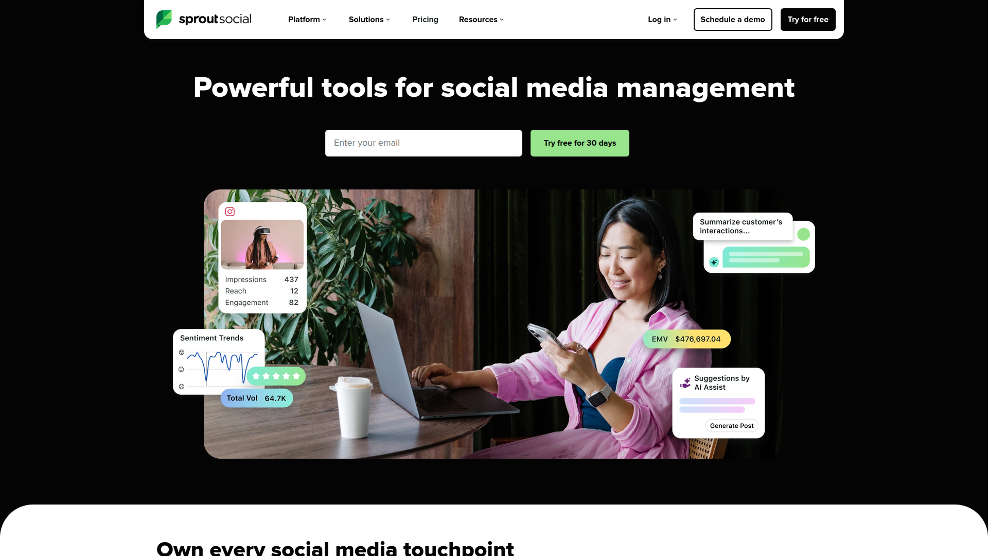 Sprout Social website screenshot - best tool for social media analytics