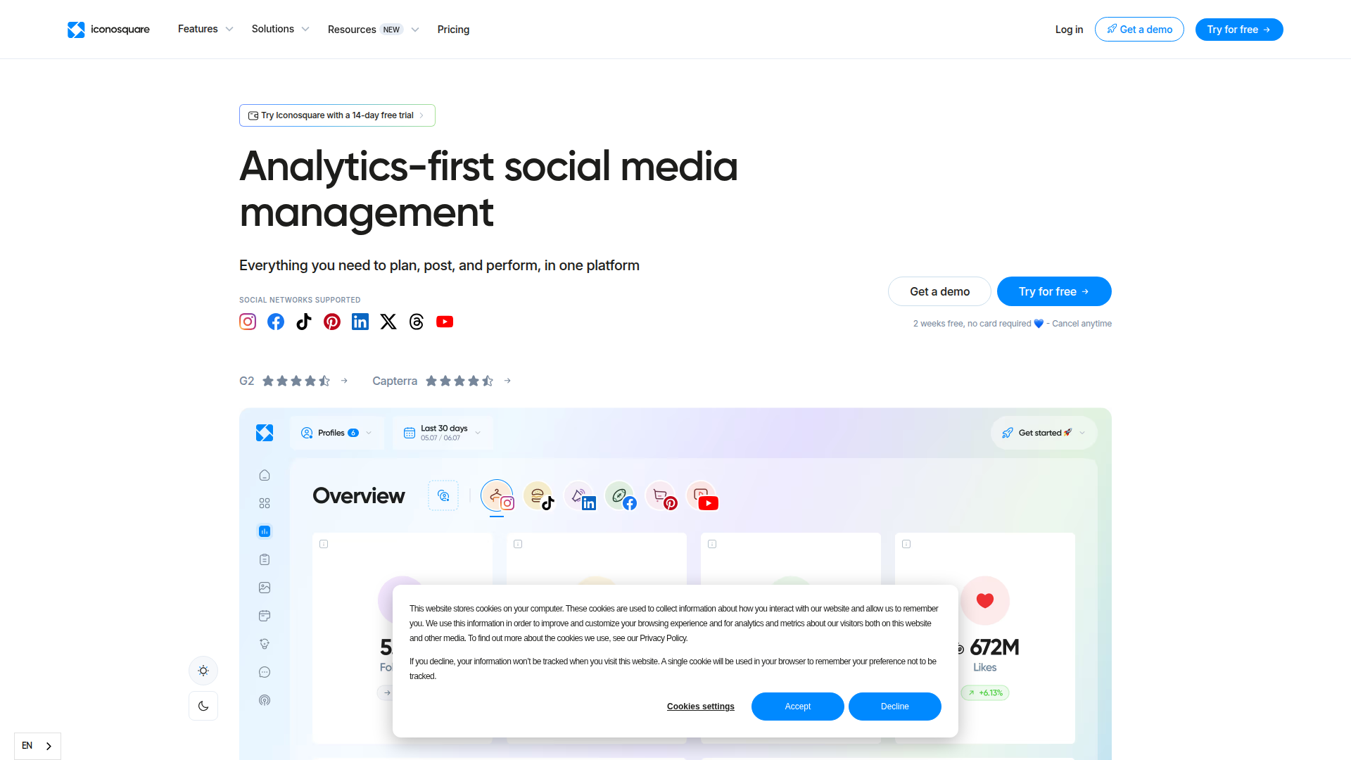 Iconosquare website screenshot - best tool for social media analytics