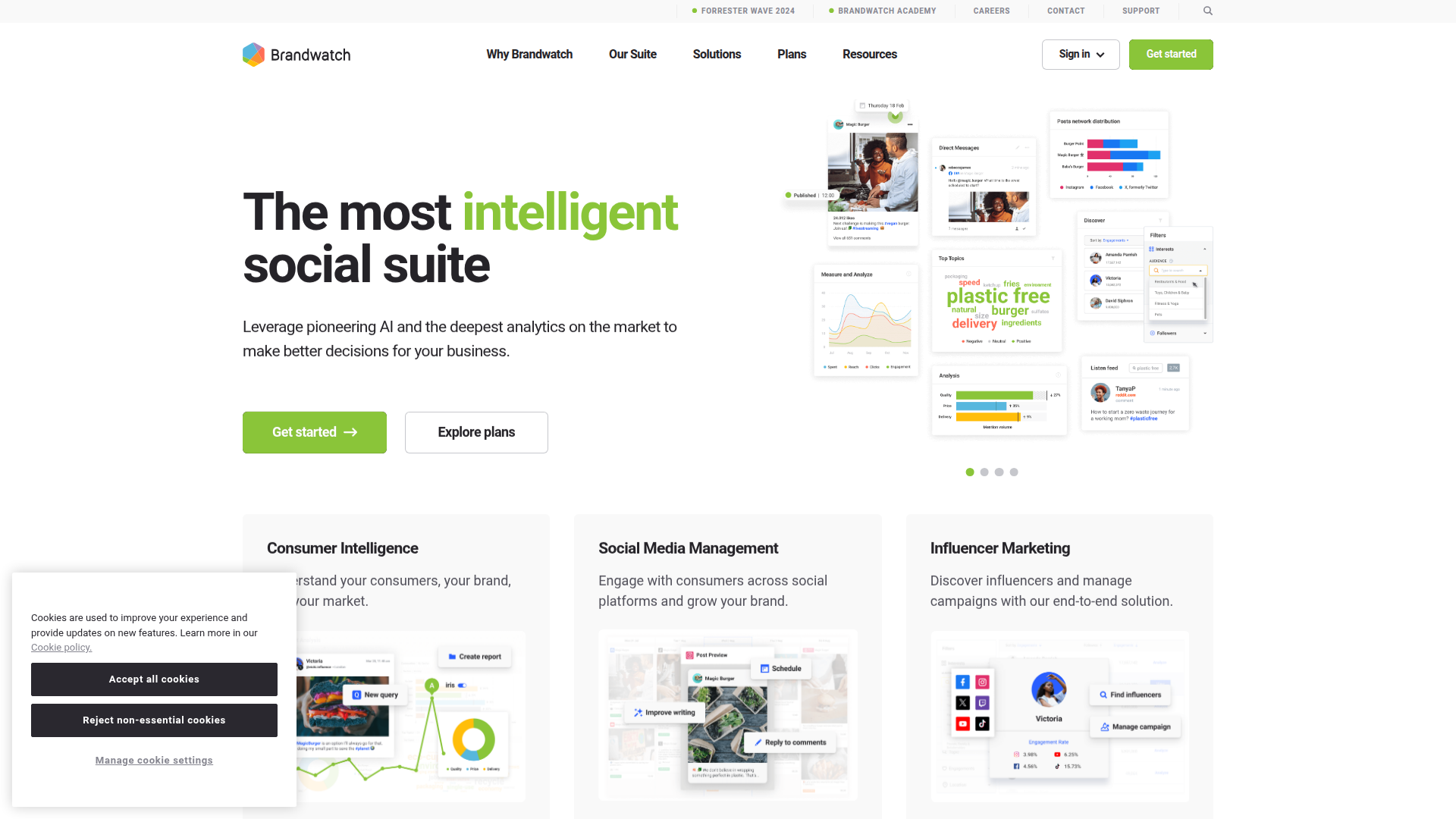Brandwatch website screenshot - best tool for social media analytics