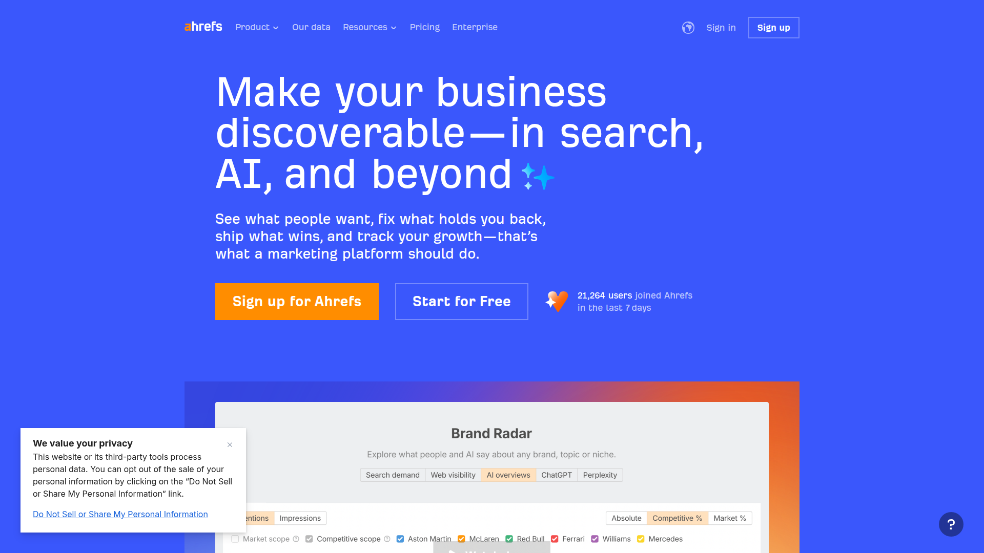 Ahrefs website screenshot - seo audit services