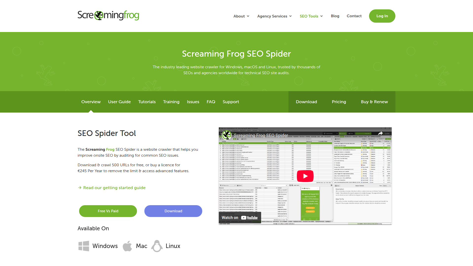 Screaming Frog SEO Spider website screenshot - seo audit services