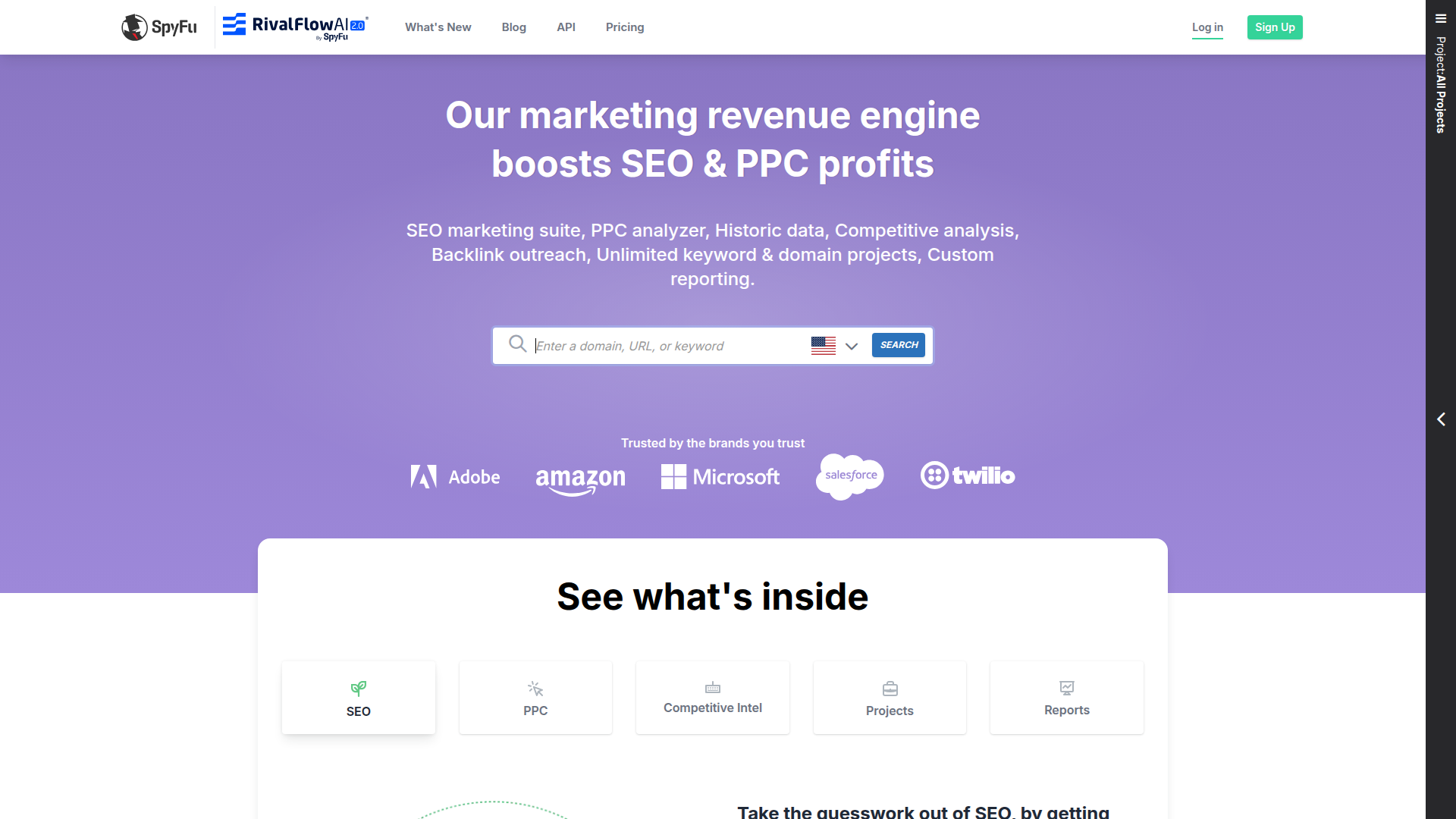 SpyFu website screenshot - seo audit services