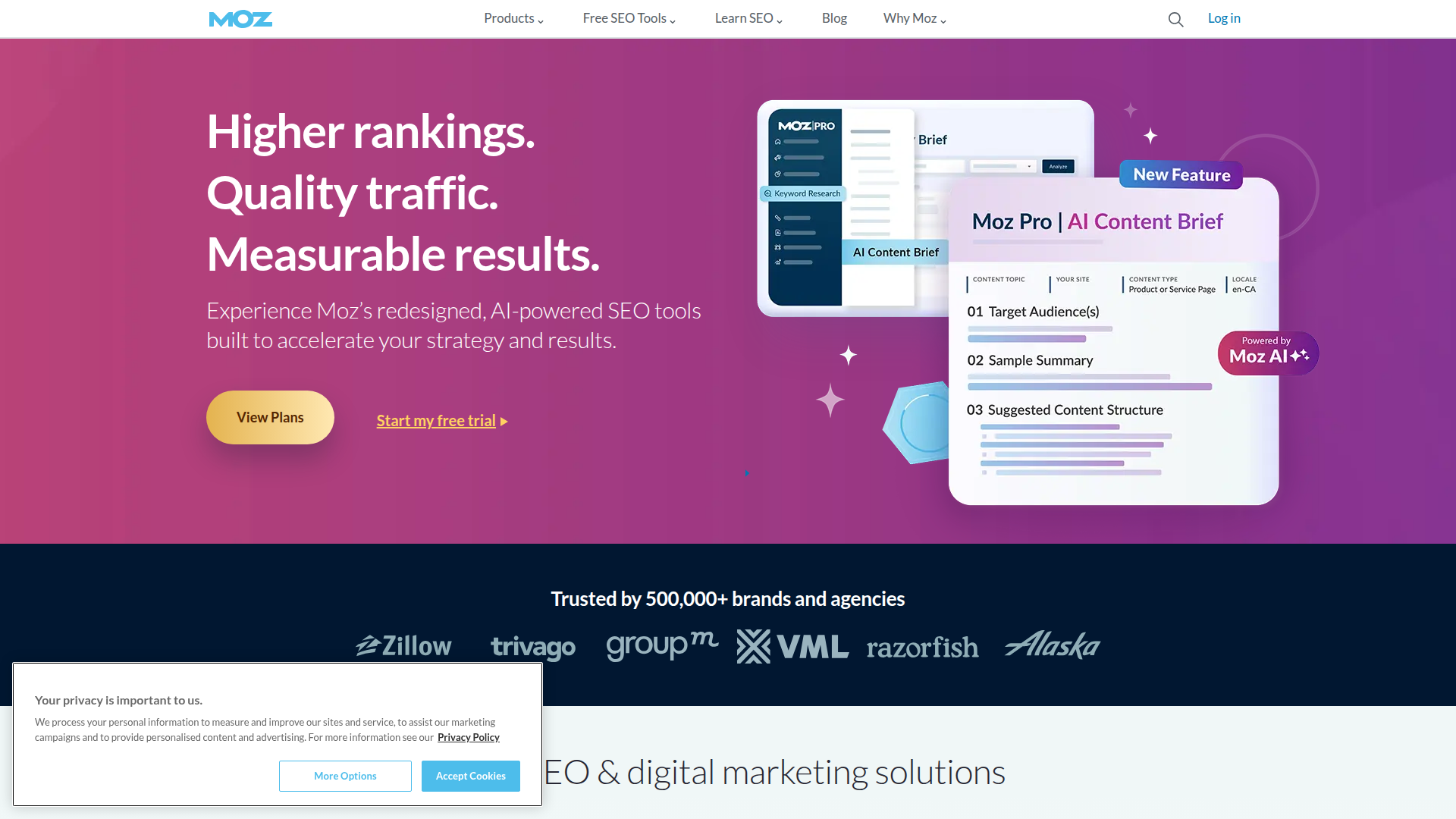 Moz Pro website screenshot - link building sites