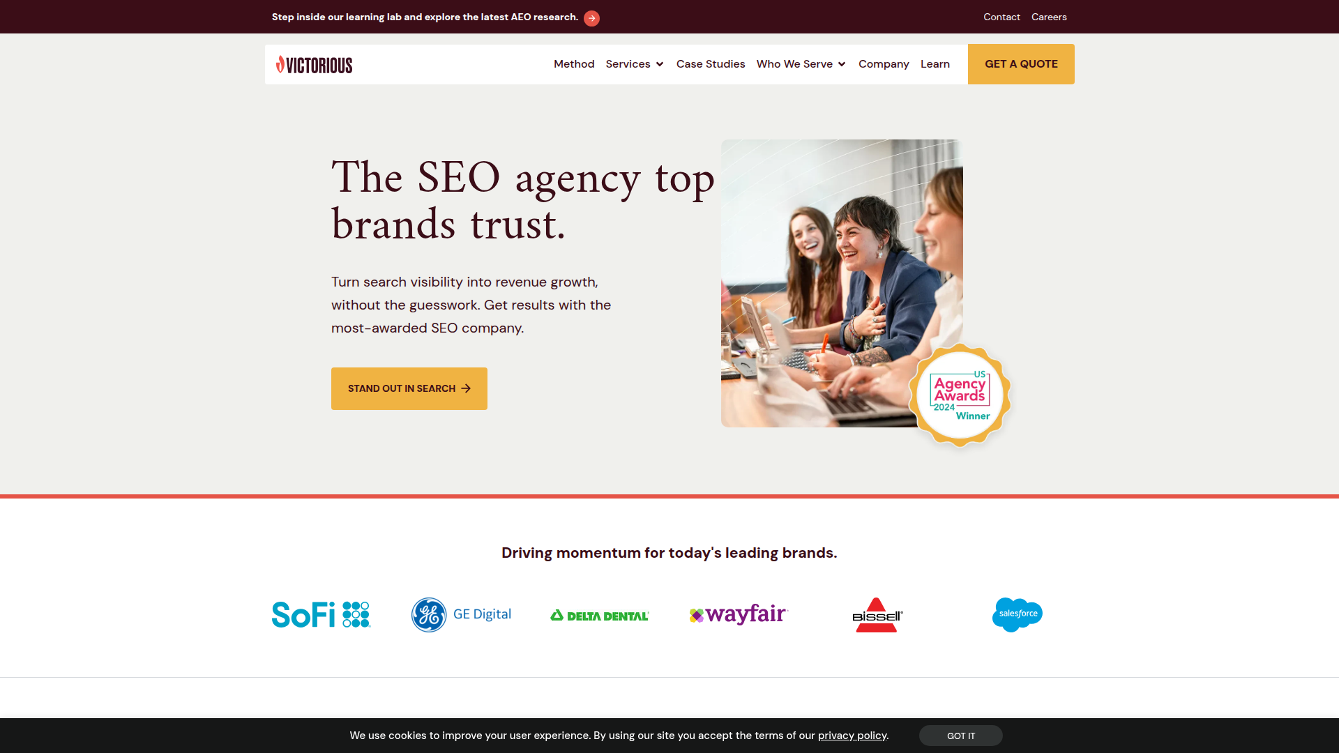 Victorious website screenshot - best backlink services