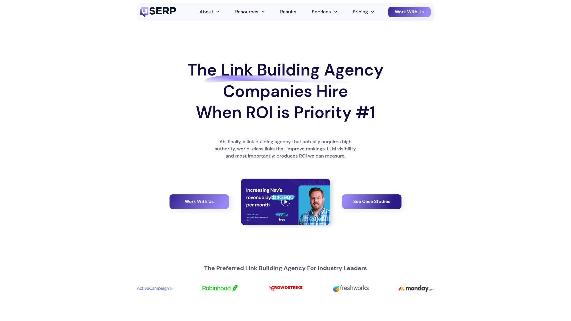 uSERP website screenshot - best link building agencies