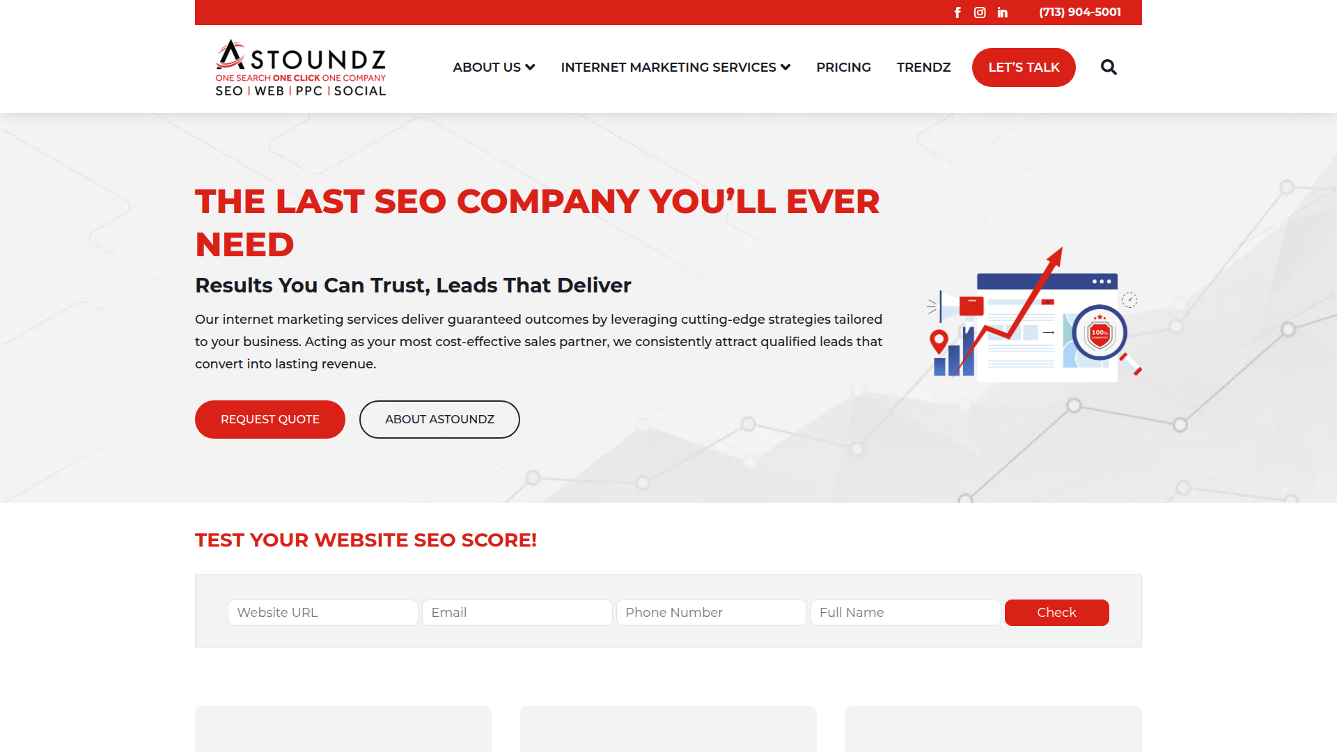 Astoundz website screenshot - best link building agencies