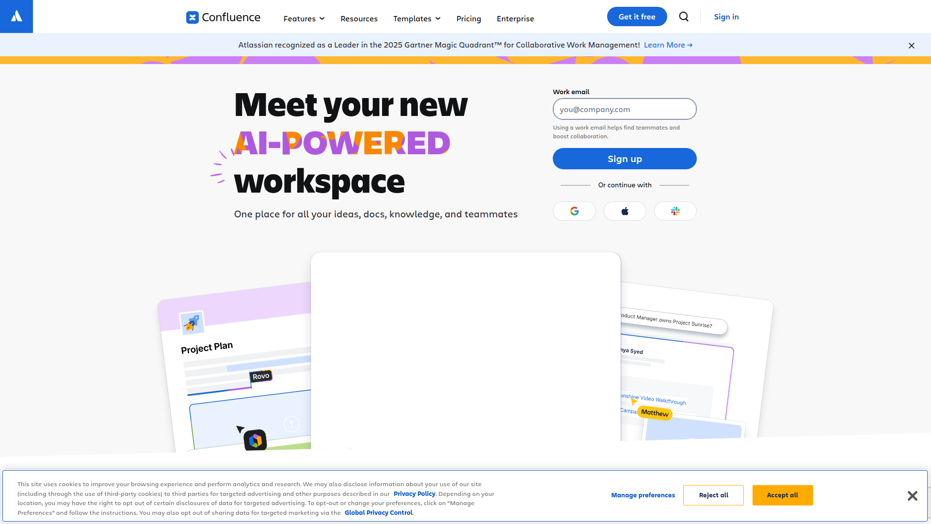 Confluence website screenshot - campaign optimisation