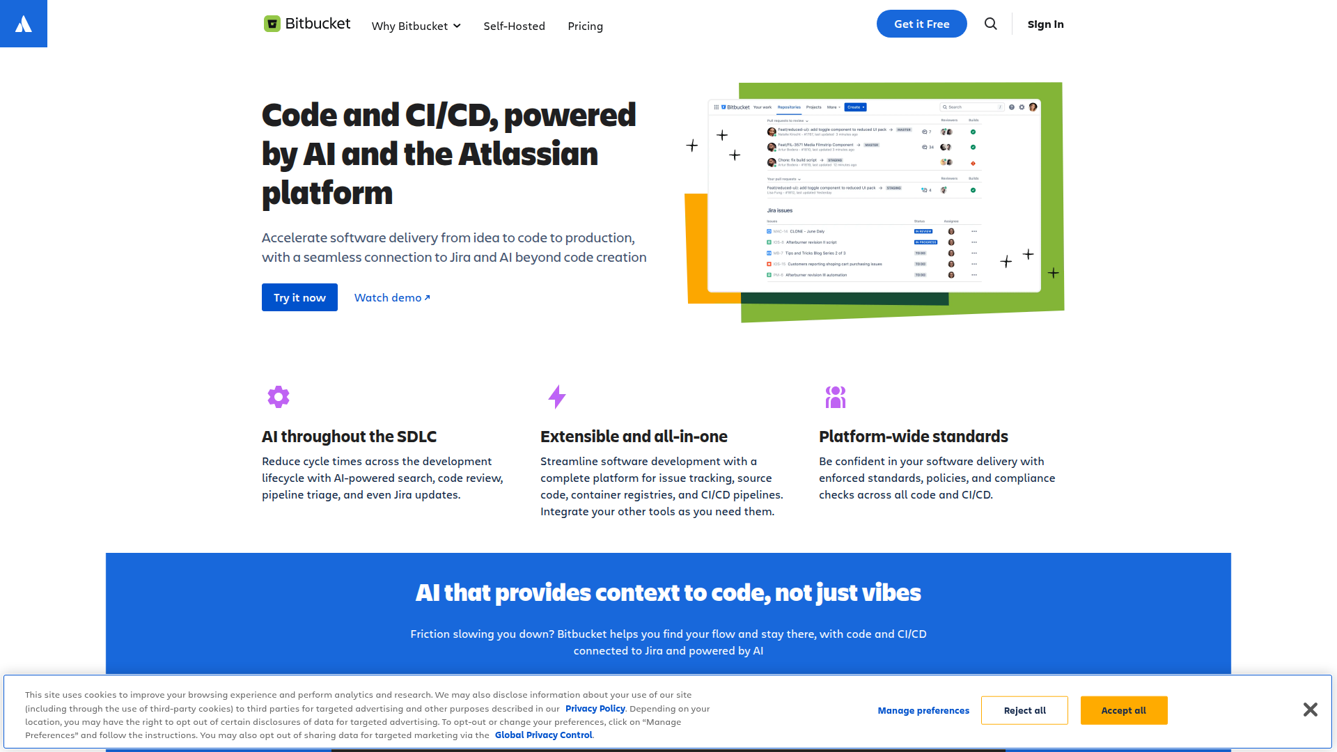 Bitbucket website screenshot - campaign optimisation