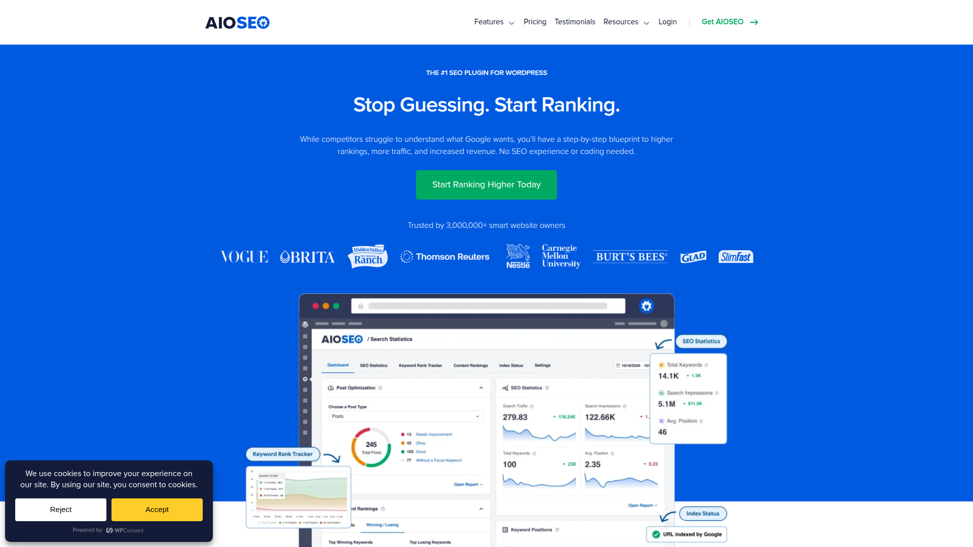 AIOSEO website screenshot - local seo for dentists