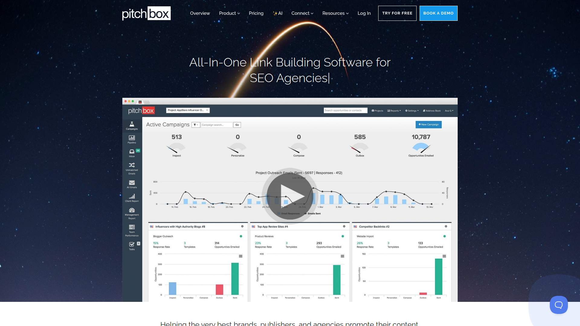 Pitchbox website screenshot - manual link building service