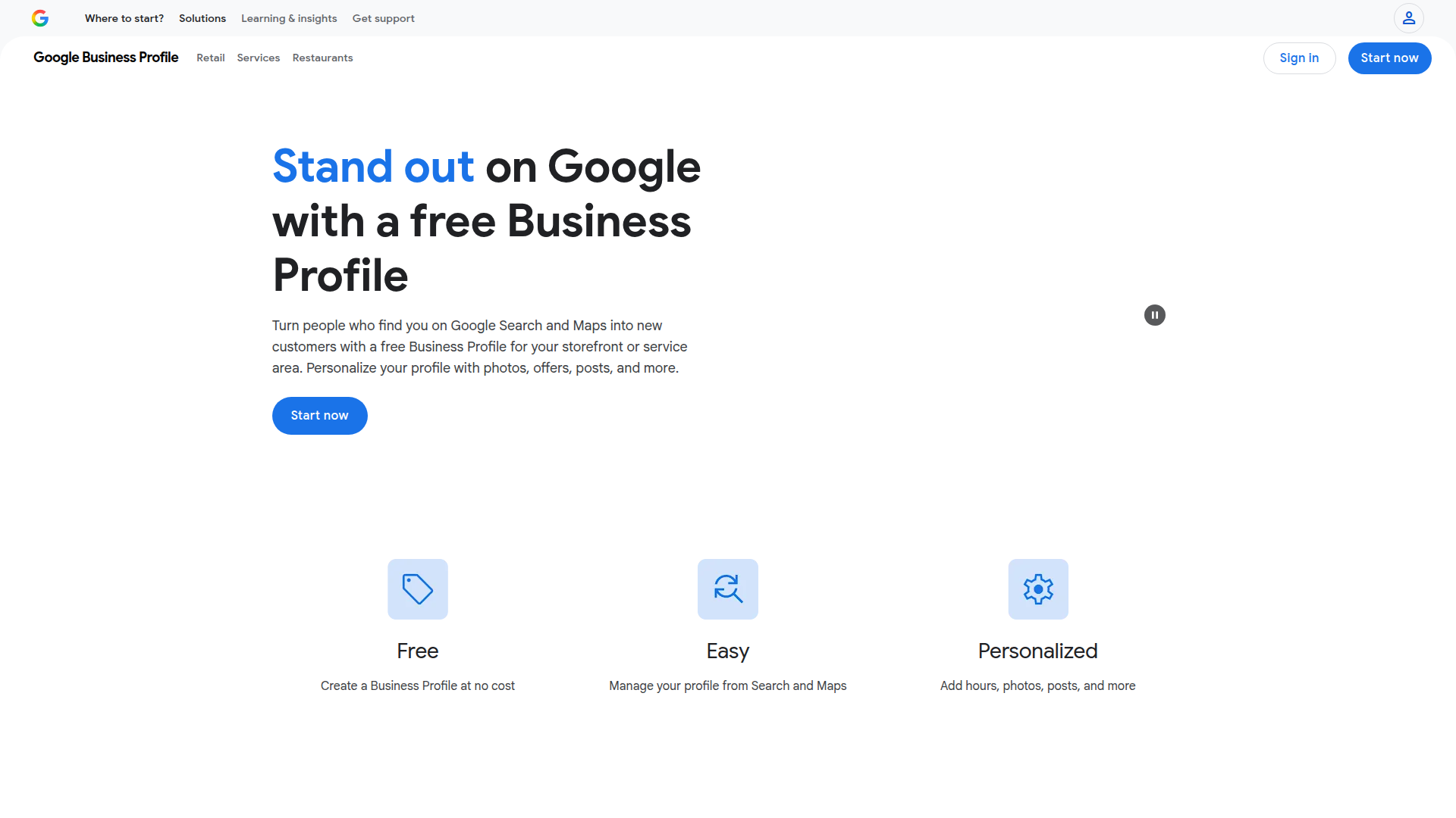 Google Business Profile website screenshot - local seo for dentists