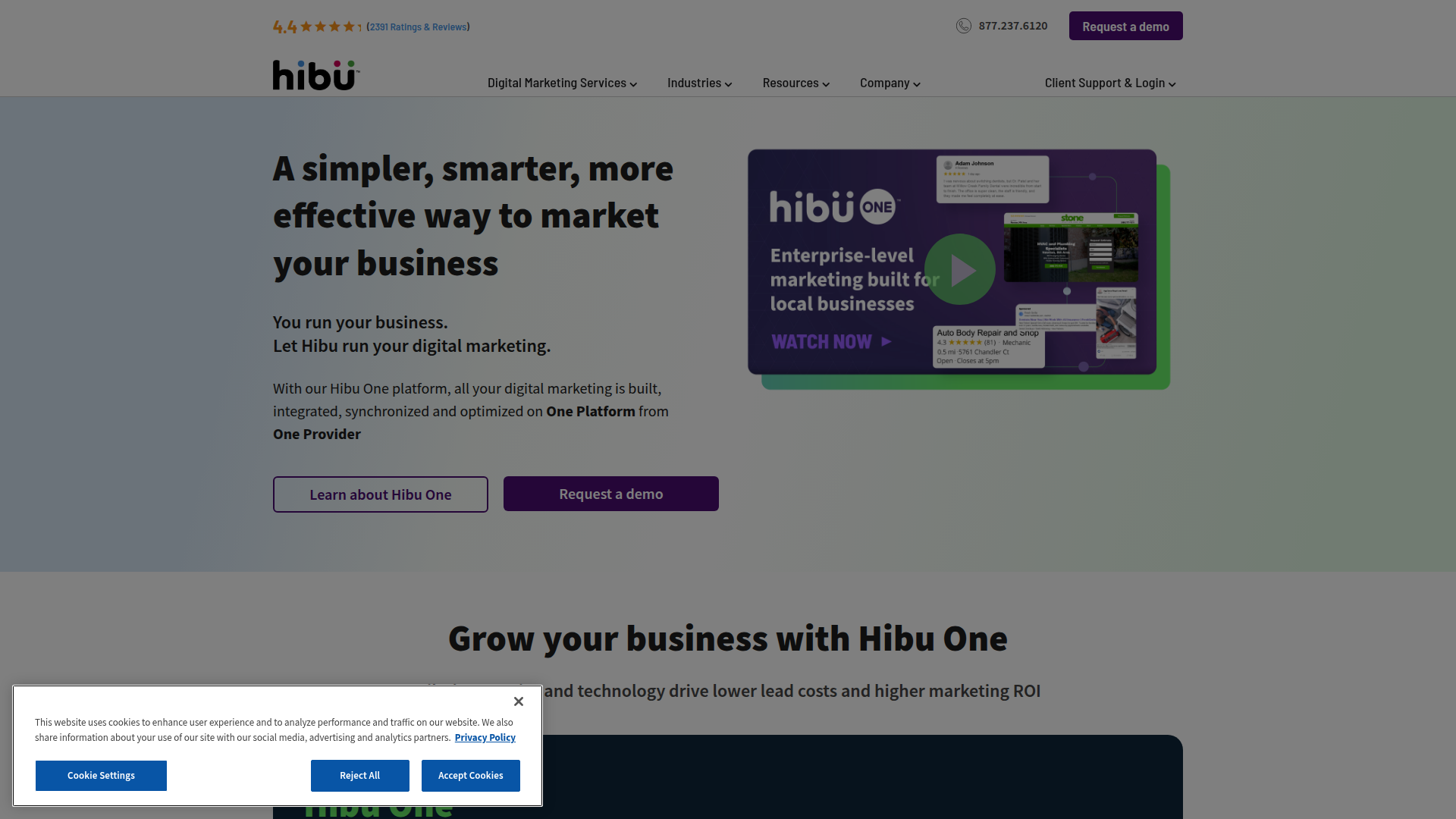 Hibu website screenshot - local seo for dentists