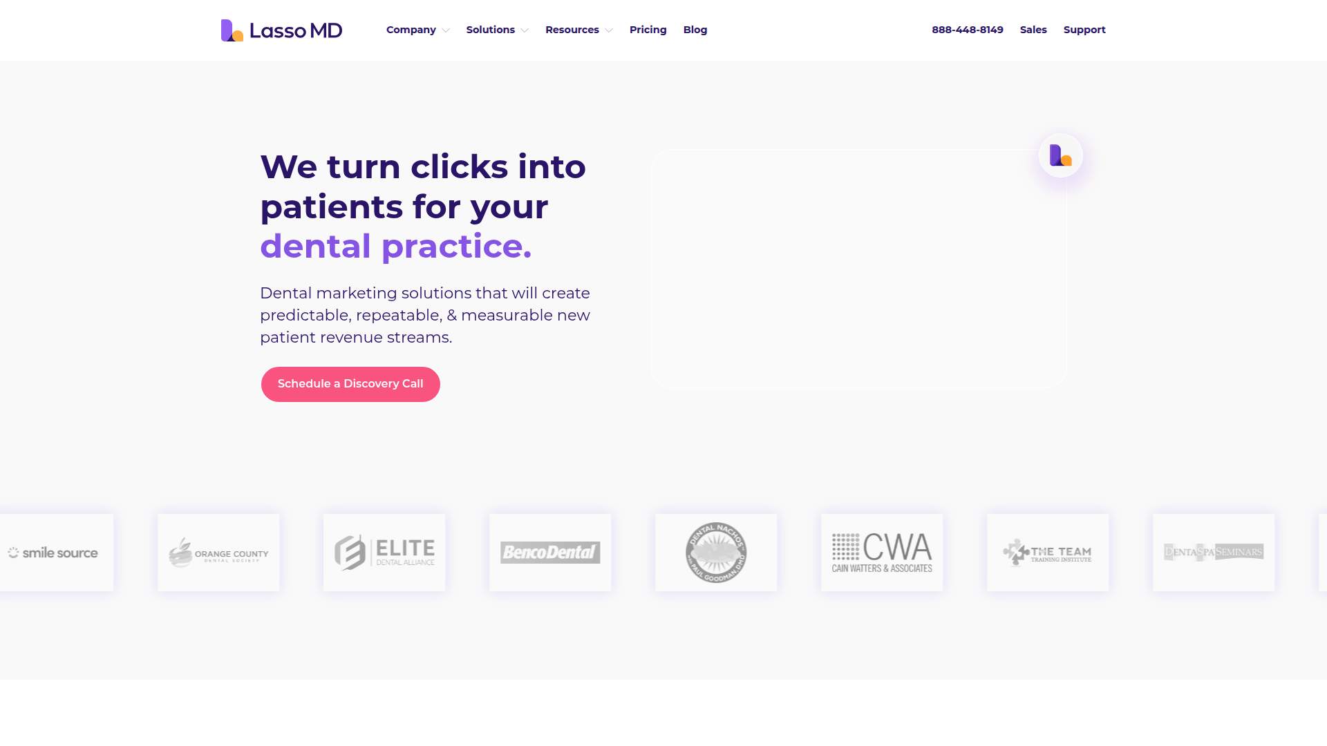 Lasso MD website screenshot - local seo for dentists