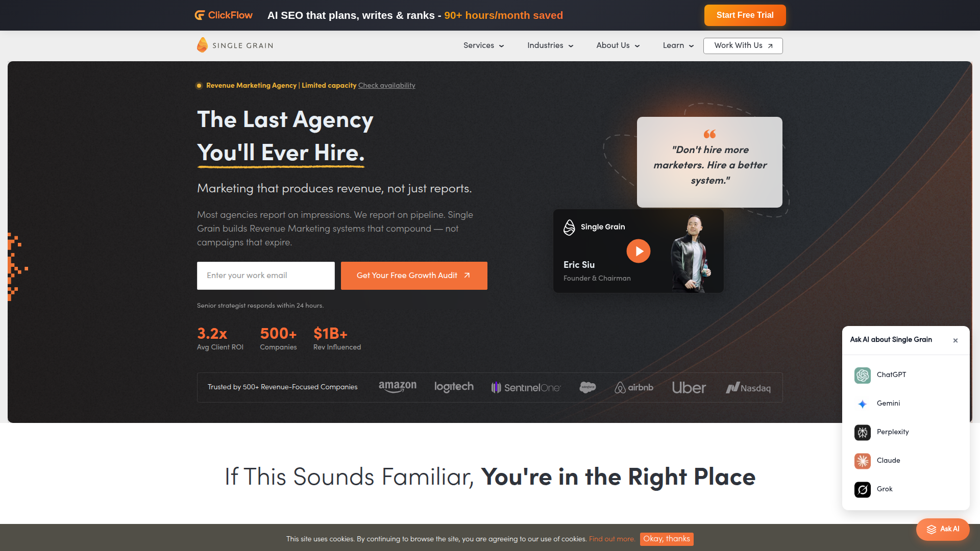 Single Grain website screenshot - organic seo agency
