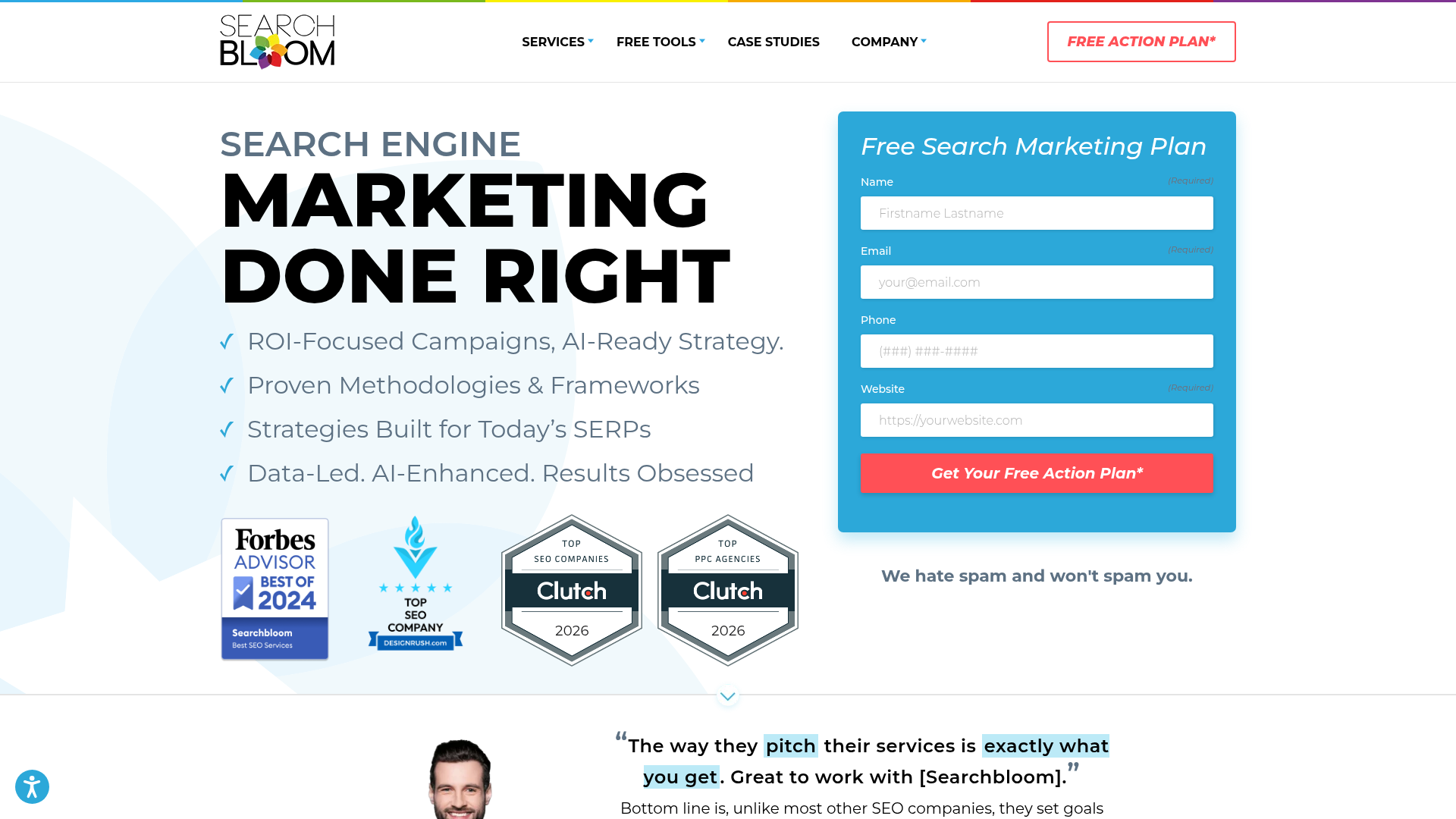 Searchbloom website screenshot - organic seo agency