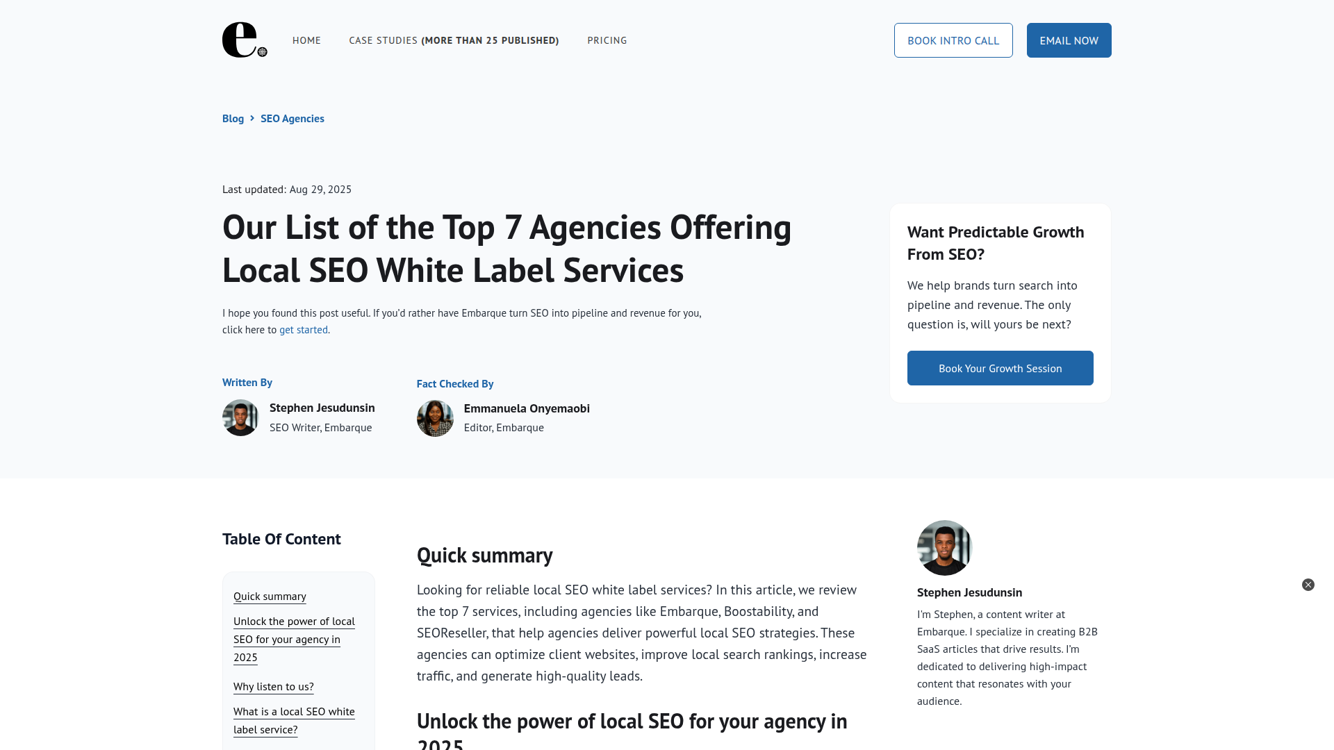 Embarque Local SEO White Label Services website screenshot - local seo whitelabel