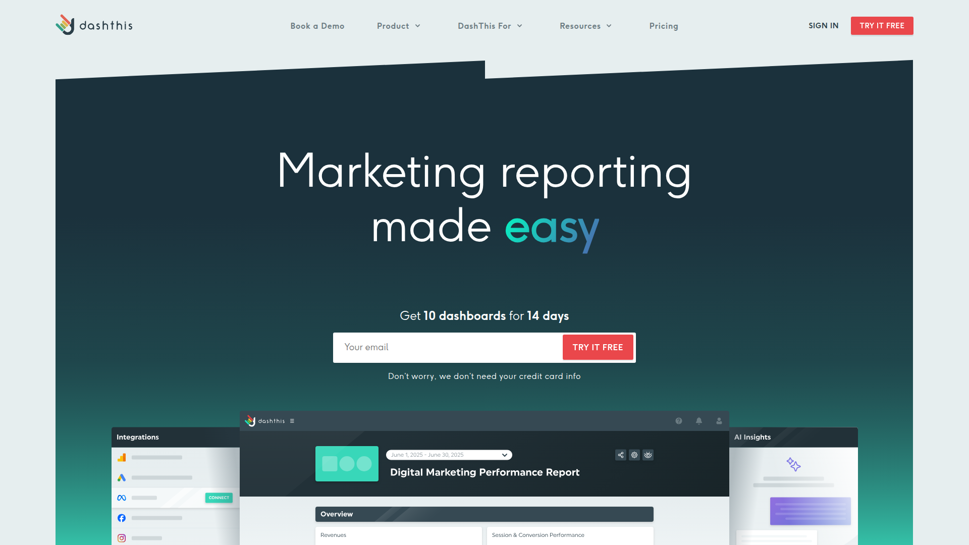 DashThis website screenshot - whitelabel seo platform