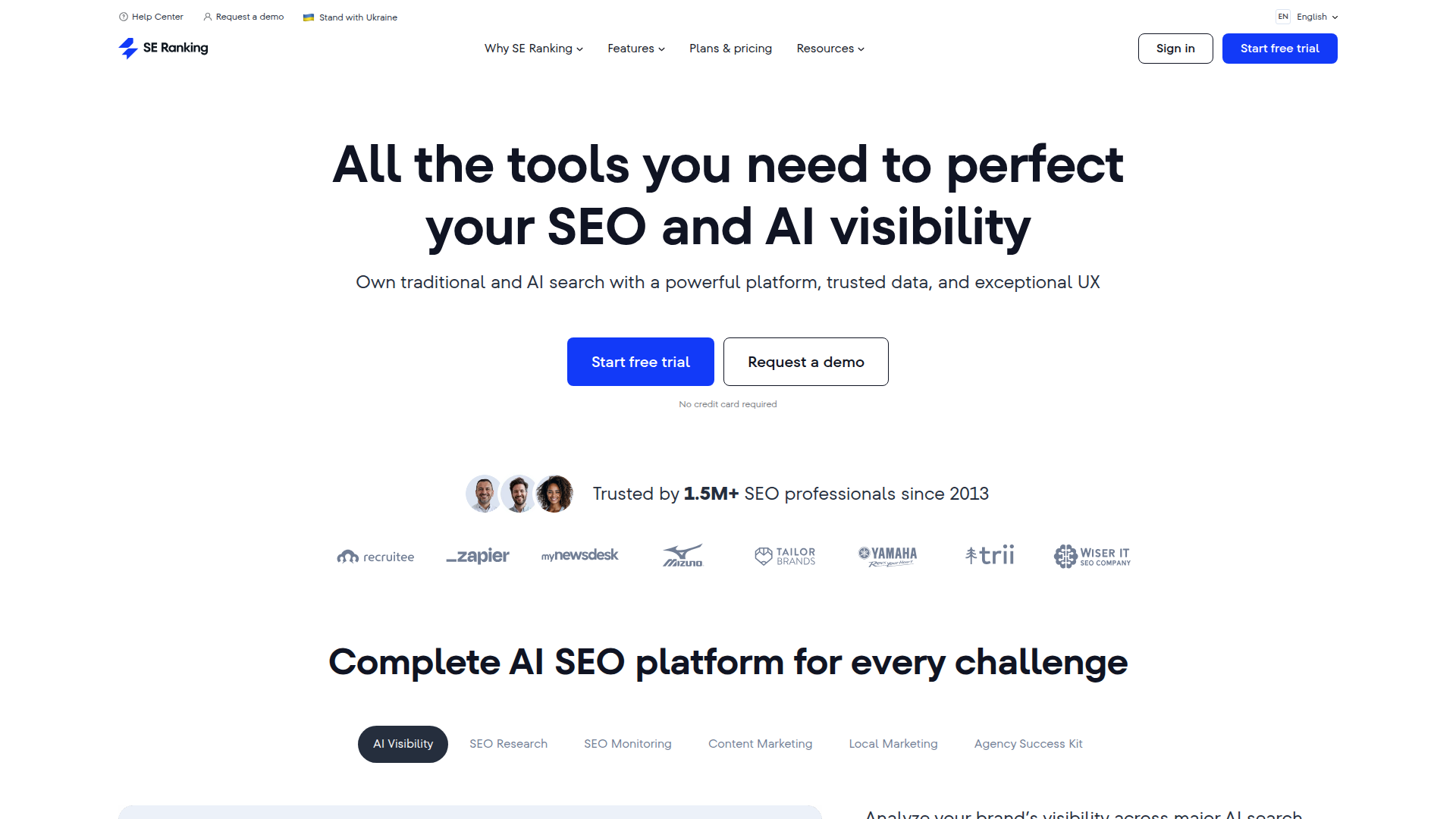 SE Ranking website screenshot - white label seo software