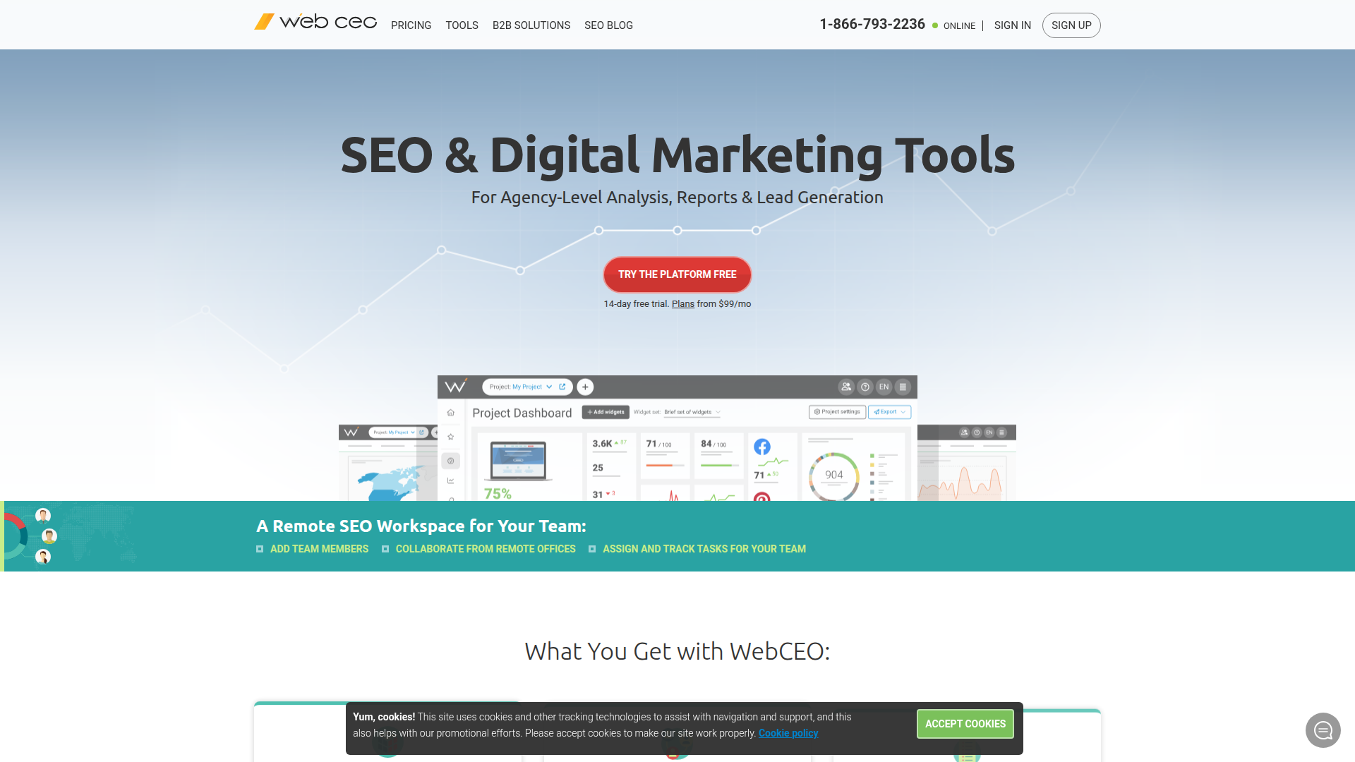 WebCEO website screenshot - white label seo software