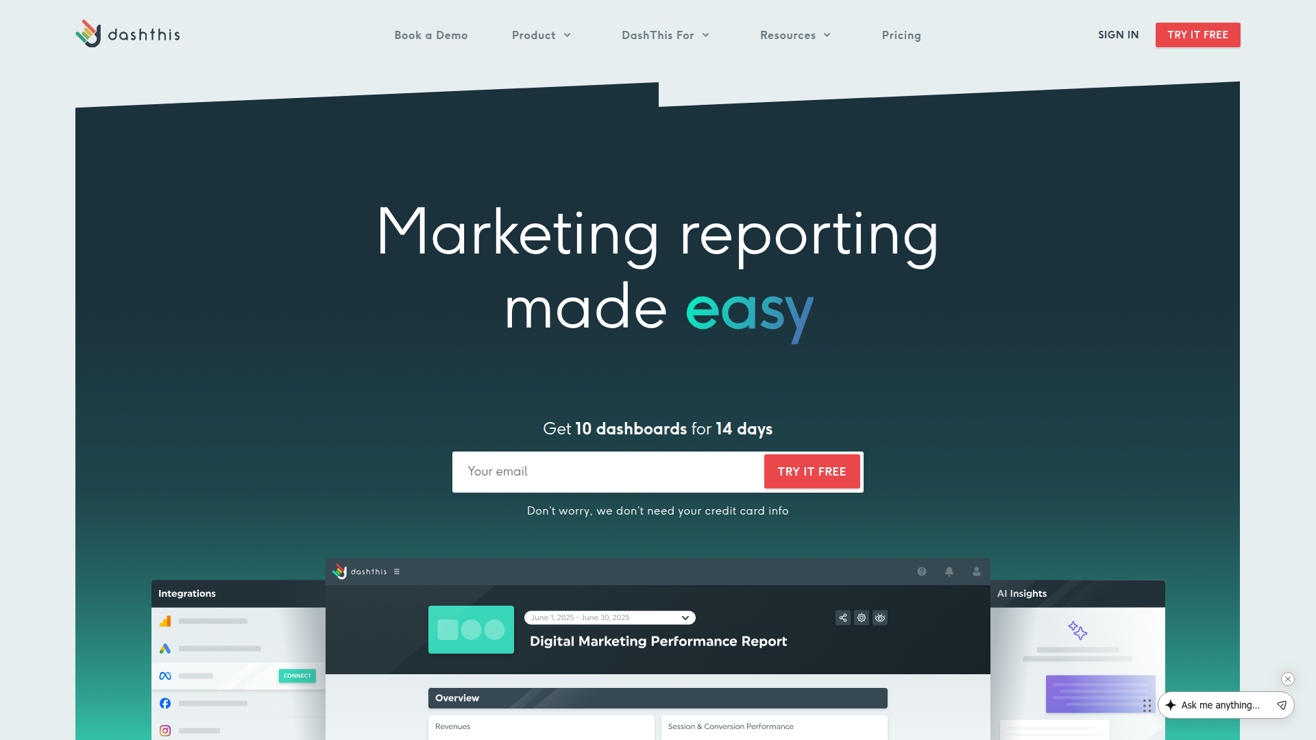 DashThis website screenshot - white label seo software