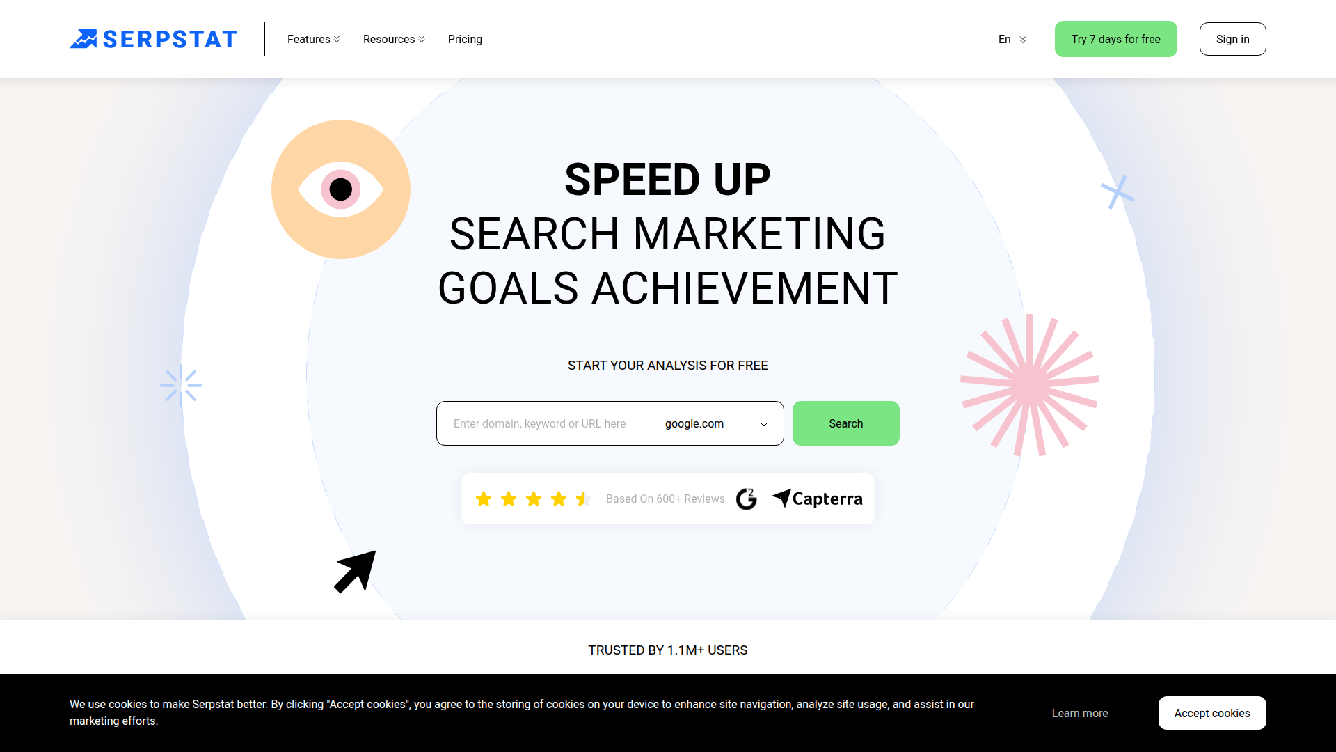 Serpstat website screenshot - private label seo tools