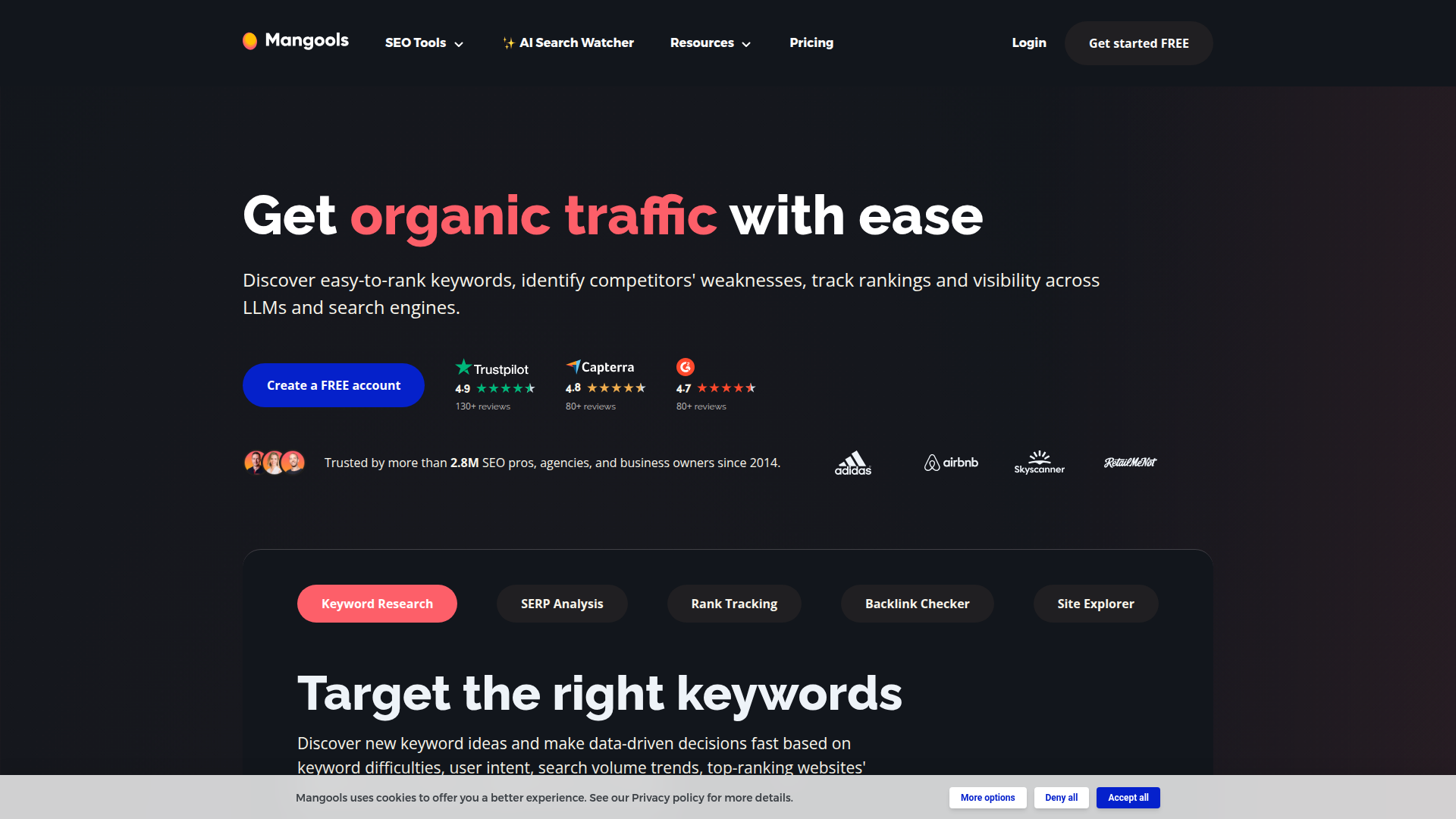 Mangools website screenshot - private label seo tools